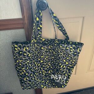 Aeropostale Grey and Yellow Tote Bag